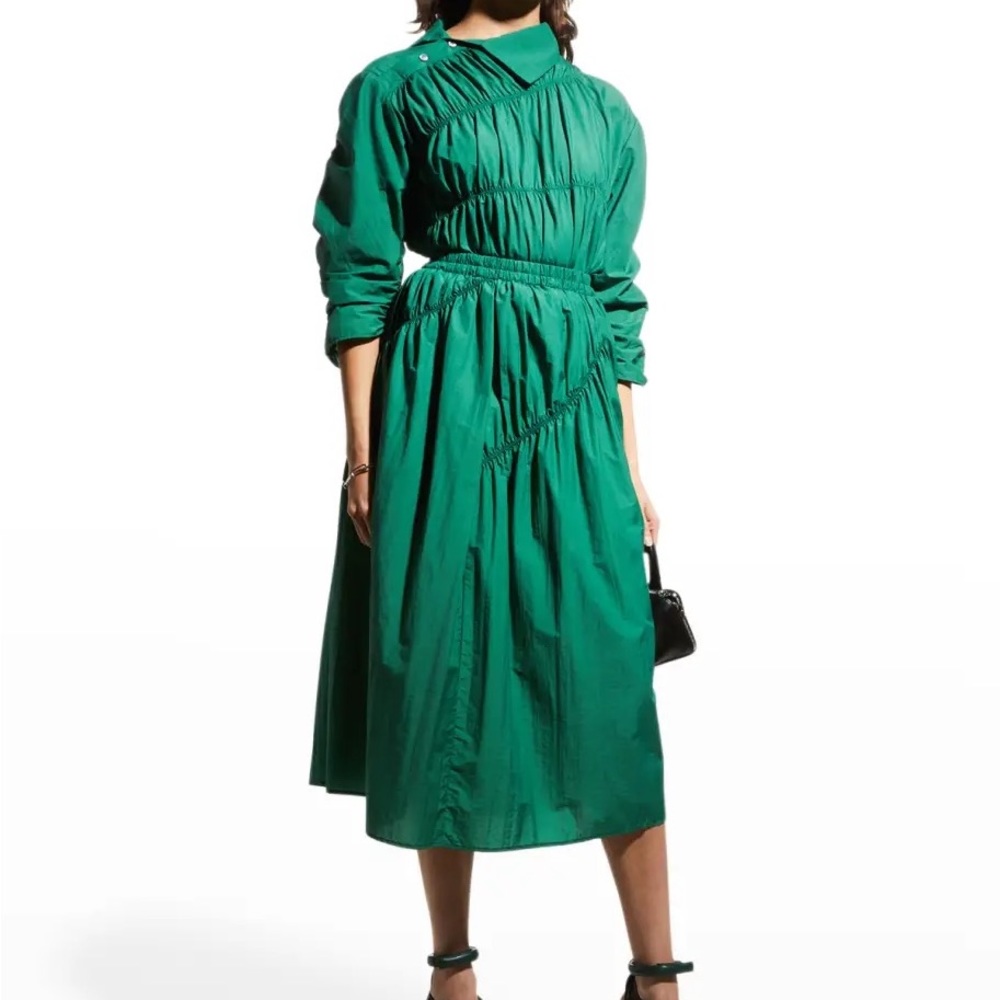 Dawei Studio High Rise Ruched Green Skirt